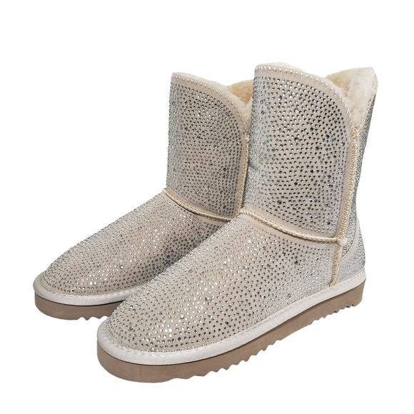 INC International Concepts Adrief Cream Bling Pull On Ankle Booties Sz 7M - Picture 3 of 11